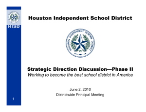 Houston Independent School District Strategic Direction Discussion—Phase II HISD