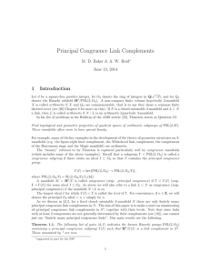 Principal Congruence Link Complements 1 Introduction M. D. Baker &amp; A. W. Reid