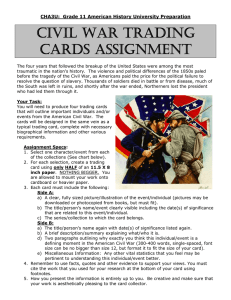 CIVIL WAR TRADING CARDS ASSIGNMENT