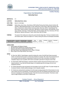 CONSTRUCTION AND FACILITY SERVICES (CFS) Facilities Planning Project Advisory Team Meeting Minutes