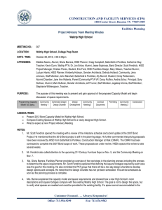 CONSTRUCTION AND FACILITY SERVICES (CFS) Facilities Planning Project Advisory Team Meeting Minutes