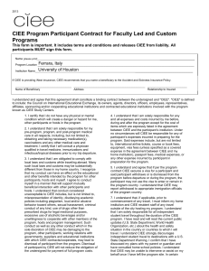 CIEE Program Participant Contract for Faculty Led and Custom Programs