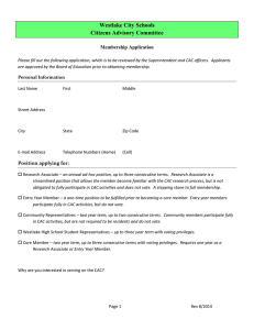 Westlake City Schools Citizens Advisory Committee  Membership Application