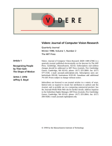 Videre: Journal of Computer Vision Research Article 1 Quarterly Journal