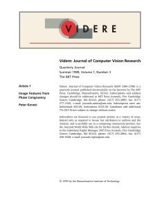 Videre: Journal of Computer Vision Research Article 1 Quarterly Journal