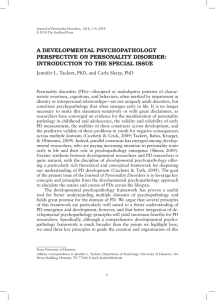 A DEVELOPMENTAL PSYCHOPATHOLOGY PERSPECTIVE ON PERSONALITY DISORDER: INTRODUCTION TO THE SPECIAL ISSUE