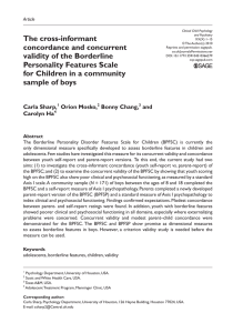 The cross-informant concordance and concurrent validity of the Borderline Article