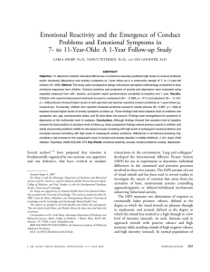 Emotional Reactivity and the Emergence of Conduct