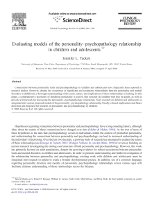 –psychopathology relationship Evaluating models of the personality in children and adolescents