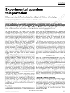 Experimental quantum teleportation articles