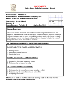 Notre Dame Catholic Secondary School Course Code:   MEL3E1-01