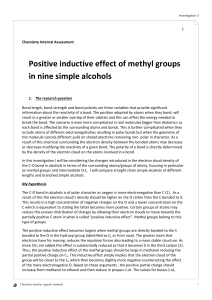 Positive inductive effect of methyl groups in nine simple alcohols