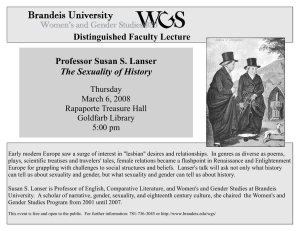 Distinguished Faculty Lecture Professor Susan S. Lanser The Sexuality of History Thursday