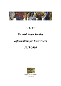 GY114 BA with Irish Studies Information for First Years 2015-2016