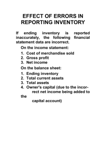 EFFECT OF ERRORS IN REPORTING INVENTORY