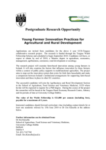 Postgraduate Research Opportunity Young Farmer Innovation Practices for Agricultural and Rural Development