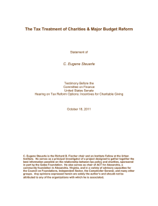 The Tax Treatment of Charities &amp; Major Budget Reform