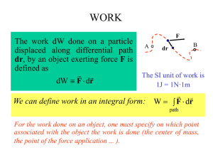 WORK The work dW done on a particle displaced along differential path