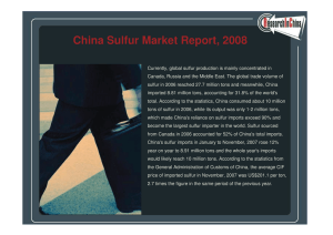 China Sulfur Market Report, 2008
