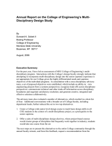Annual Report on the College of Engineering’s Multi- Disciplinary Design Study
