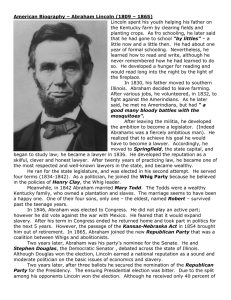American Biography – Abraham Lincoln (1809 – 1865)