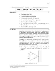 Lab 9 - GEOMETRICAL OPTICS