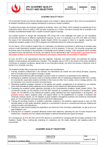 UPC ACADEMIC QUALITY POLICY AND OBJECTIVES CODE: VERSION