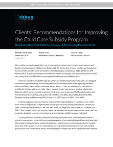 Clients’ Recommendations for Improving the Child Care Subsidy Program