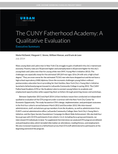 The CUNY Fatherhood Academy: A Qualitative Evaluation Executive Summary