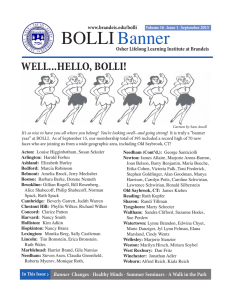 BOLLI Banner WELL...HELLO, BOLLI! www.brandeis.edu/bolli
