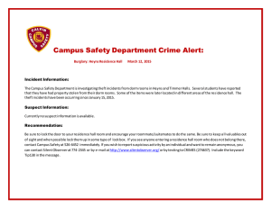 Campus Safety Department Crime Alert: