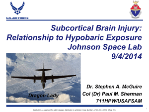 Subcortical Brain Injury: Relationship to Hypobaric Exposure Johnson Space Lab 9/4/2014