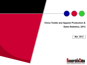 China Textile and Apparel Production &amp; Sales Statistics, 2012 Mar. 2013