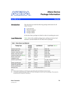 Altera Device Package Information Introduction