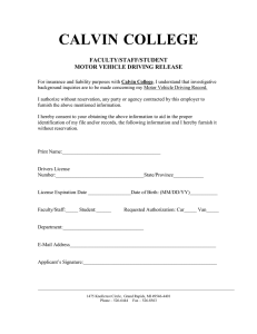 CALVIN COLLEGE FACULTY/STAFF/STUDENT