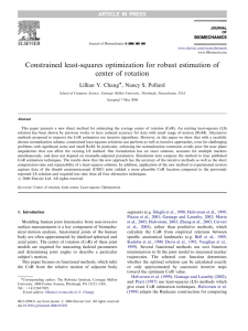 Constrained least-squares optimization for robust estimation of center of rotation