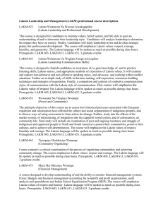Lakota Leadership and Management (LAKM) professional course descriptions LAKM 623