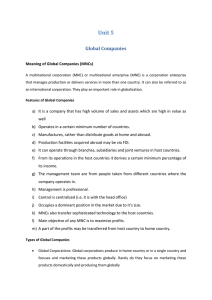 Unit 5 Global Companies Meaning of Global Companies (MNCs)