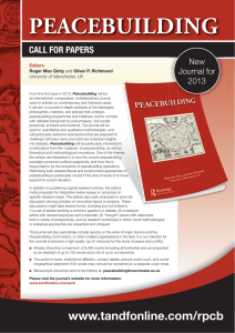 PEACEBUILDING CALL FOR PAPERS New Journal for