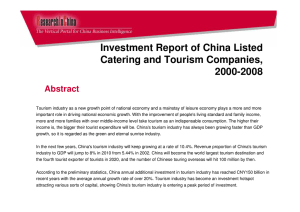 Investment Report of China Listed Catering and Tourism Companies, 2000-2008 Abstract