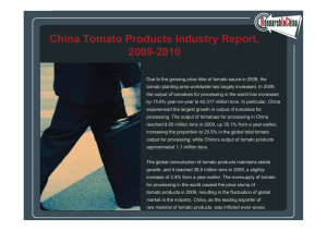 China Tomato Prod cts Ind str Report 2009-2010