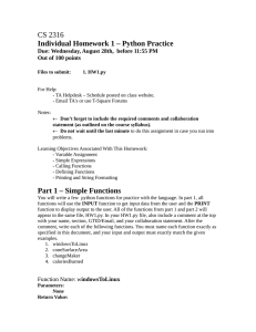 CS 2316 Individual Homework 1 – Python Practice Out of 100 points