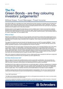 Green Bonds - are they colouring investors’ judgements? The Fix