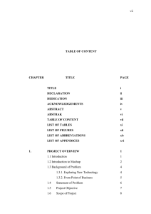 TABLE OF CONTENT CHAPTER TITLE PAGE