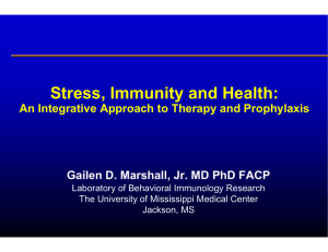 Stress, Immunity and Health: An Integrative Approach to Therapy and Prophylaxis