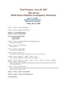 Final Program, June 29, 2007 18th Annual NASA Space Radiation Investigators' Workshop