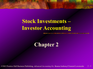 Stock Investments – Investor Accounting Chapter 2 2 - 1