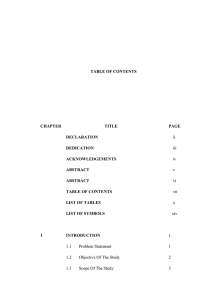TABLE OF CONTENTS CHAPTER TITLE PAGE