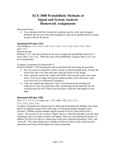ECE 3800 Probabilistic Methods of Signal and System Analysis Homework Assignments