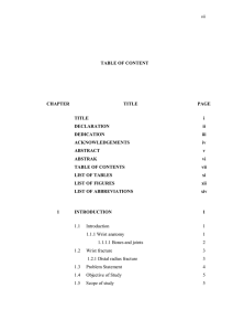 TABLE OF CONTENT CHAPTER TITLE PAGE